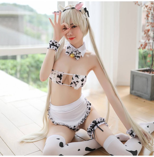 FEE ET MOI - Charming Cow Print Bikini Set (White)